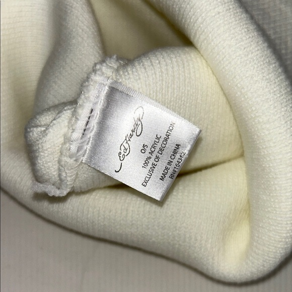 Ed Hardy White Beanie with Skull and Roses NWOT - Picture 2 of 5